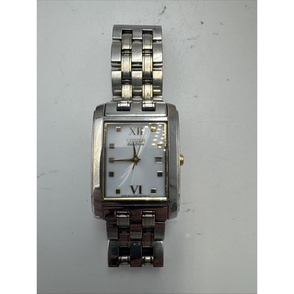 Citizen Eco-Drive Date Quartz Watch Mens Tank Style E010-S004004 - Picture 2 of 6